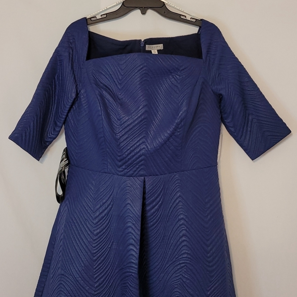 Kay Unger Quilted Jackquard Elbow Sleeve Midi leght Dress - Picture 7 of 15